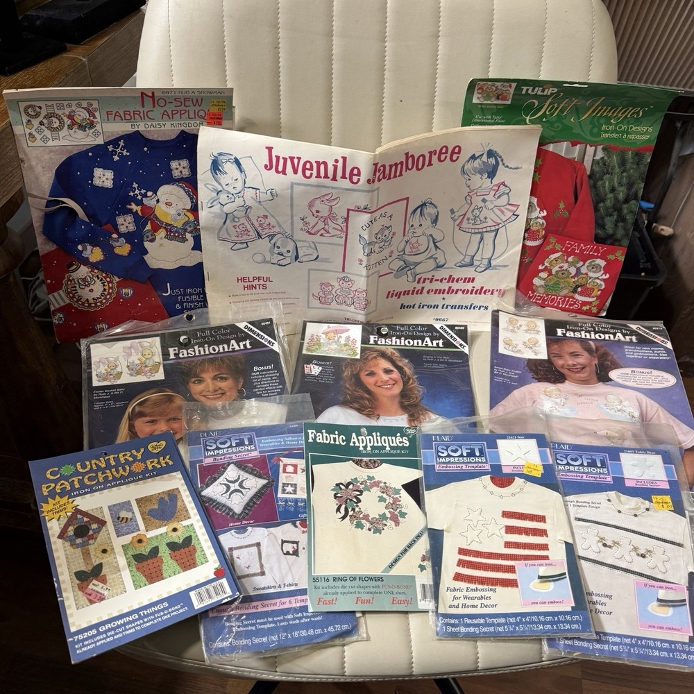 Vintage Craft Kit Lot – Tri‑Chem, Daisy Kingdom, FashionArt, Tulip, Plaid